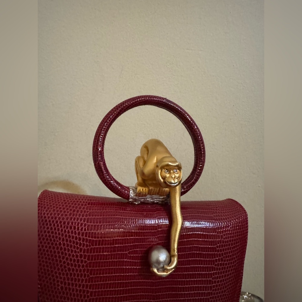 Lee Wolfe Monkey Purse Bag Lizard Red - Picture 2 of 11